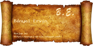 Bényei Ervin névjegykártya
